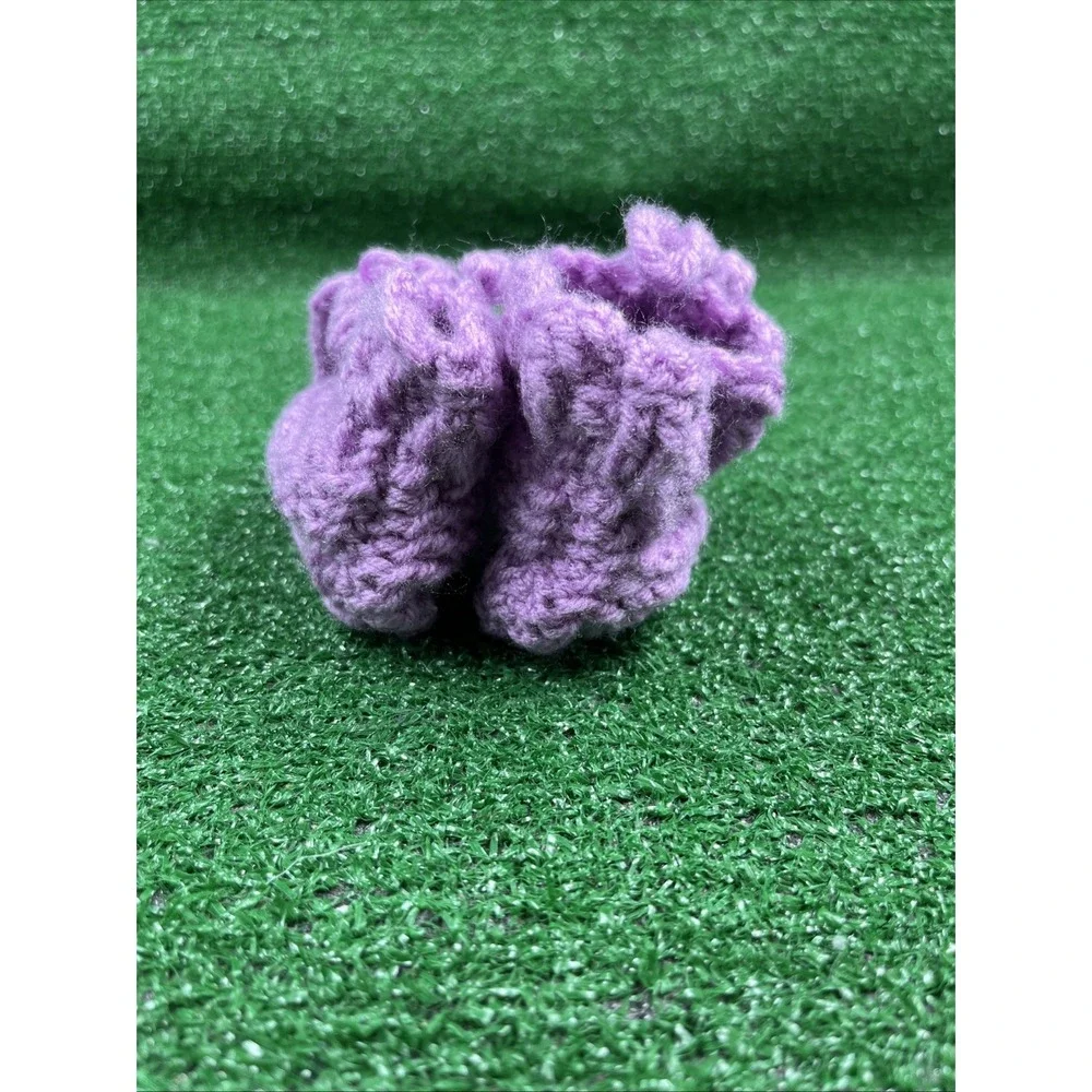 Vintage Hand Made Baby Toddler Booties Crochet Purple Baby Blue